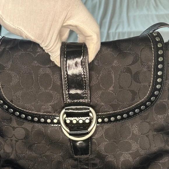 Coach Black Crossbody Bag with Silver Accents - Picture 6 of 8